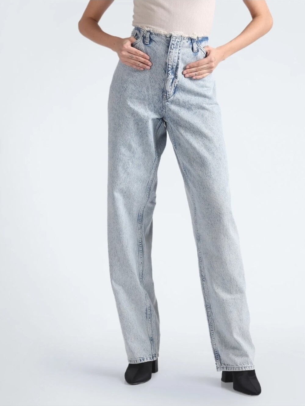 ❤️ CALVIN KLEIN HIGH RISE 90'S STRAIGHT CUT WAISTBAND JEANS, 2 (26)